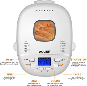 Aolier Bread Machine's controls.