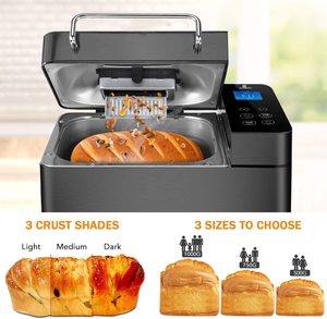 EONBON 17-in-1 Programmable Bread Maker's crust shades and sizes.