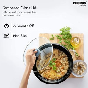 Geepas Rice Cooker's tempered glass lid.