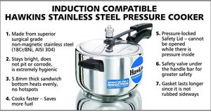 Hawkins Stainless Steel Pressure Cooker's construction.