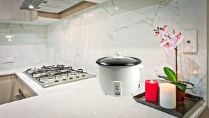 Livingshire Portable Rice Cooker in a kitchen.