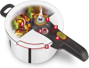 Tefal Secure 5 Neo Pressure Cooker's controls.